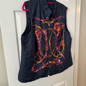 XL Reversible -Stylish Black Vest with Colorful Chain Print
